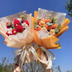 Plush Dolls Cotton rope Artificial fruit Stuffed Plants Handmade Holding Flower Bouquets Home decor Valentine Mothers Day Birthday Gifts 230922