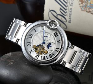 2023 marka męskie zegarki damskie moda Tourbillon mechaniczny automatyczny luksusowy zegarek skórzany pasek diamentowy DAMENT DAJ Księżyc Ruch Faza Ziemi