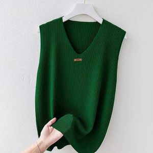 Kadın Sweaters Buz İpek Yeleği Büyük Boy V Yez Örgü Yaz Kıyafet Susuklu Klaval Buz Kadınlar İçin Örgü Sweater Y2K Üstler