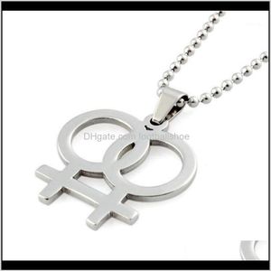 Anhänger Schmuck Mode Regenbogen Halskette Lesben Halsketten Anhänger Für Frauen Gay Pride Silber Farbe Schmuck Perle Kette Link 24Inc246n