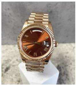 BP Fabrika Erkekleri 40mm DD Gün-Tarih 228235 ROSEGOLD KASASI DÜZEL ÇİKOLATA Çikolata Otomatik Hareket Başkanı Bilezik Paslanmaz Çelik Spor Kolluluğu