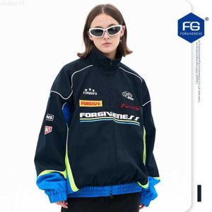 Jaquetas Masculinas Fgss Desgaste | 2023 outono/inverno nova marca de moda tt mesmo azul corrida terno polo gola carga casaco jaquetalwh1