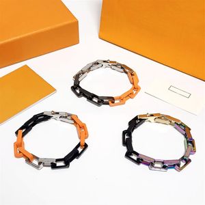 Clássico designer de luxo titânio aço cubana corrente pulseira de bambu homem mulher hip hop carta flor extinta com fogo pulseiras va267f