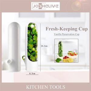Lagringsflaskor Set Vanilla Fresh-Keeping Cup Kitchen Premium Saver Gadgets Keeping Green Box Leaf Peeler Organizer Container