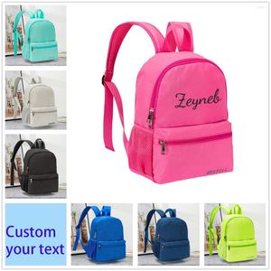 Rucksack mit personalisierter Stickerei, leicht, lässig, Unisex, für die Schule, einfarbig, Boobag, individueller Name, einfache Süßigkeiten