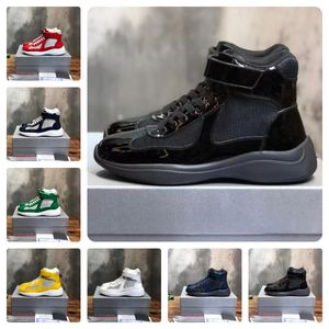 Designerskie buty Casual Buty America Cup Sneakers Men High Top Patent skórzana marka Trójkąt Trójkąt standardowy siatkowy koronkowy koronkowy trener na zewnątrz Trener