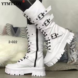 Winter Fashion Autumn Women 267 Mid Lace-Up Calf Zipper Botas Mujer Sports Platform Heel Ladies Shoes Knee High Boots 230923 585