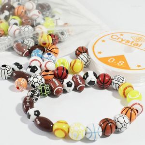 Filo per bambini Perline per ragazze Bambini Perline da basket Set Tennis Braccialetti da uomo Baseball Calcio Gioielli di moda Ragazzi Braccialetti da donna