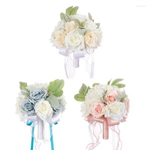 Fiori Decorativi W3JA Squisito bouquet da tenere in mano con rose artificiali Incredibili abiti da sposa migliorano le eleganze della tua casa di nozze