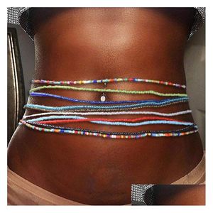 Łańcuchy brzucha koraliki w stylu boho łańcuch talii elastyczna kolorowa bikini bikini letnia biżuteria na plażę dla kobiet dziewczęta hurtowa cena dhga9