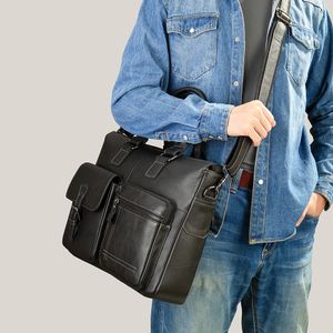 Briefcases Men Briefcase Bag 15" Laptop For Women Leather Crossbody Messenger Bags Handbag Portfolio for Document A4 5032 230922
