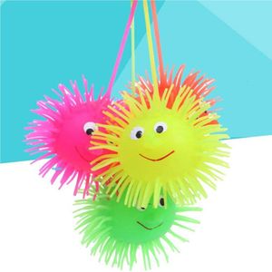 Halloween Supplies Glowing Hedgehog Ball Flashing Elastic Glow Hair Balls Bouncing Rubber Toy Light Up Flash Toys Party Kids 230922