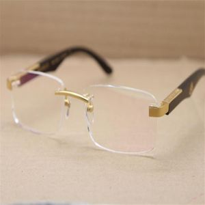 New Rimless Mbybach Eyeglasses square THE ARTIST Black Buffalo Horn Eyeglasses Men popular Metal Glasses Size56-18-135mm215q