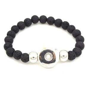 18mm Druckknopf Charms 8mm schwarze Lavasteinperlen DIY ätherisches Öl Diffusor Armband Yoga Strang Schmuck handgefertigte Perlen Str St222I