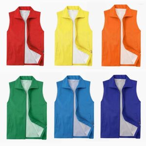 Men's Vests YQ Double Mesh Zipper Vest Casual Team Work Sleeveless Jacket For Men Women Red Yellow Green Blue Multicolour