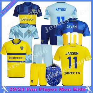 23/24 Boca Juniors Cavani Soccer Jerseys 2023 Home Maradona Bullaude Zeballos Fernandez Shirts Benedetto Janson Barco Villa Taborda Men Kids Football Uniform