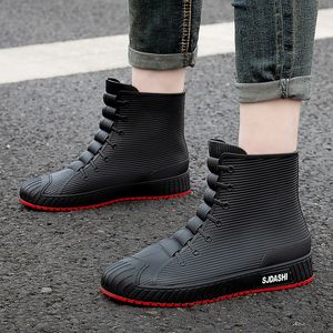 Stivali da pioggia Stivali da uomo in gomma Tendenza Stivali da pioggia da uomo Piattaforma Scarpe da esterno Slip on Impermeabili da lavoro Stivaletti da uomo Scarpe da terra Bota Masculina 230922