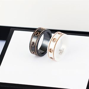 love ring pottery and porcelain men Jewlery Designer for Women womens rings Anniversary Gift G double black-and-white ceramic anci277O