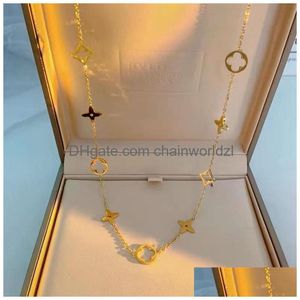 Klassisches Design Nette 4 Blatt Klee Halskette Luxus Frauen 18 Karat Gold Armbänder Für Geschenk Drop Lieferung Dhyjg