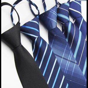 Tie man zipper no need to hit business suit 8cm professional dark blue black one easy to pull the groom wedding lazy244A