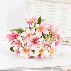 Torkade blommor 18 Silk Flower Artificial Lily European Style Multicolor Fake Bride Bouquet Wedding Family Party Decoration DIY 230923