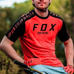 Erkekler Kısa Kollu MTB Jersey Fox Ride Riving Racing Bisiklet Aşınma Downhill Dağ Bisiklet Bisiklet Üstleri Maillot VTT Homme Motocross T Shirt