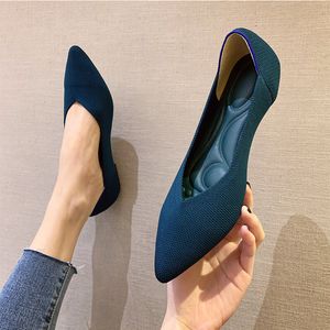 Large 43 Women's Dress 42 Spring And Autumn Fashion Knitted Breathable Non Slip Pointed Flat Shoes 230922 133