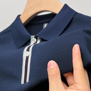 Polos masculinos roupas de marca camisa polo de algodão high-end luxo topo verão casual lapela camisas de manga curta moda coreana 4xl