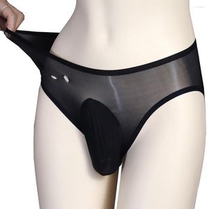 Underbyxor herrar sexiga sissy bror olja glänsande transparent thong ultratunna nät ren underkläder super elastiska boxare erotiska shorts