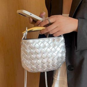 Abottegas Bvneta Designer Mini Tote Bags Candy Mini Jodie Silver Mini Sardine Woven Bag For Female Pure Handmade Dumpling Bag One Shoulder Cross Body Bag