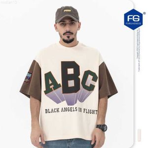 Men's T-shirts Fg Wear | 2023 Summer New Fashion Brand American Campus Contrast Letter Printing Casual Versatile Short Sleeve T-shirt8vx3ri0t