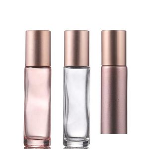 Perfume Bottle Empty 10Ml Roll On Glass Bottles Per Essential Oil Rose Gold Roll-On Vials And Plastic Cap 500Pcs/Lot Drop Delivery Hea Dhfop