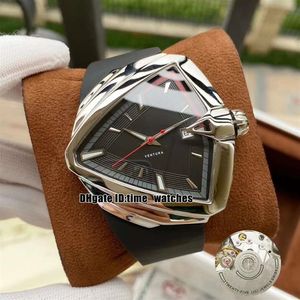 Nowy Ventura H24555331 H245513331 Automatyczne męskie zegarek stalowa obudowa trójkątna czarna dioda Czarna czarna gumowa pasek Gents Fashion Sport278t