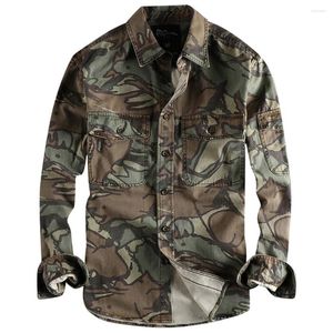 Camisas casuais masculinas moda militar t manga longa estilo dos eua marca europeia workwear exército mans camisa casaco camuflagem roupas