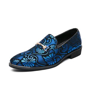 Sapatos masculinos de negócios ouro azul adulto vestido calçado deslizamento-on homem festa formal sapatos plus size sapatos casuais para homens zapatos para meninos botas de festa 38-46