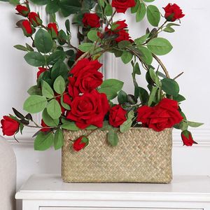 Decorative Flowers Simulated Rose Rattan Wedding Christmas Party DIY Decor Xmas Tree Hanging Ornaments Fake Plants Home Decoration Supplies