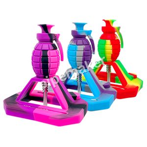 New Design Grenade Silicone Nectar Collector Set 14mm joint Titanium Nail nectar collector oil rigs glass bongs DHL free shipping