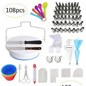 Cake Tools 108 Piece Decorating Supplies Turntable Pi Tip Nozzle Pastry Bag Set Diy Baking Tool1 Drop Delivery Home Garden Kitchen D Otami