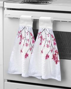 Towel Plant Pink Flower Branch Hand Quick Dry Microfiber Towels Kitchen Soft Absorbent