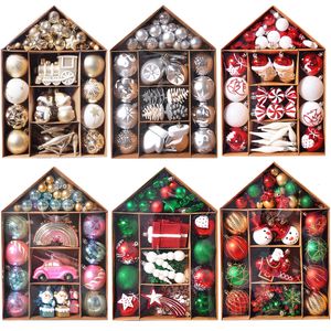 Julekorationer 70st Box Ball Ornaments Set Xmas Tree Hanging Pendants Home Year Gifts Decoration Supplies 2023 Navidad Noel 230923