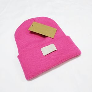 Fashion Men Knitted Beanie For Woman Designer Solid Color Flanging Skull Caps Warm Winter Pink Hat 5 Color