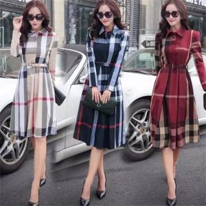 Luxury Women Dresses Long Sleeve Stand Collar Plaid Party Work Business Shirt Dresses Autumn Winter Clothing Mini Blouse Vestido De Mujer