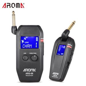 Alıcıları Aroma Gitar Kablosuz Ses Şanzıman Sistemi Verici Alıcı 6.35mm Fiş LCD Ekran Electric Guita için Yerleşik Pil 230922