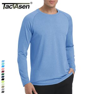 Men's T Shirts TACVASEN UPF 50 Crew Neck Sun Protection Shirts Mens Long Sleeve Quick Dry Fishing Hiking Camping Casual Tees Pullovers 230923