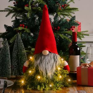 Decorative Objects Figurines Table Decoration Enchanting Christmas Gnome Doll Glowing Ornament Realistic Artificial Tree Branch Cute Dwarf for Festive 230923