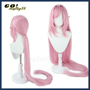 Party levererar 120 cm lång rosa elysia cosplay peruk honkai påverkan 3 3: e rak hårvärmebeständig hästsvans kvinnor spel headweaer