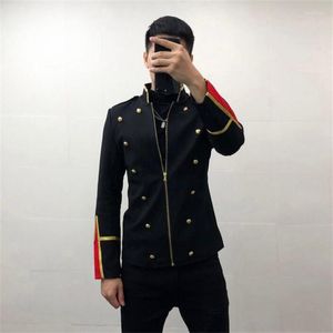 Men's Suits Phnom Blazers Jackets Penh Stitching Contrast Color Stand Collar Autumn Casual Youth Coat Nightclub Young Clothes