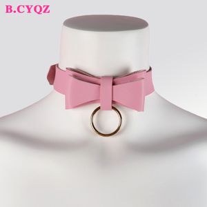 Chokers B.CYQZ Bowknot Colares Sexy Rosa Goth Gargantilha Punk Cinto De Couro Harness Mulheres Meninas Harajuku Pescoço Colar Acessórios 230923