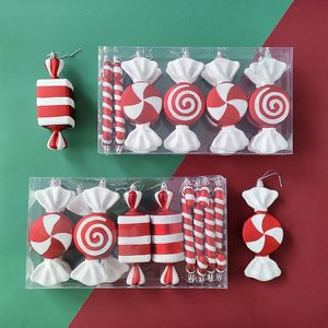 Decorações de Natal 1 Caixa Grande Pirulito Candy Cane Árvore Pendurado Pingente Noel Xmas Presentes Ano Ornamentos 2023 Home 230923