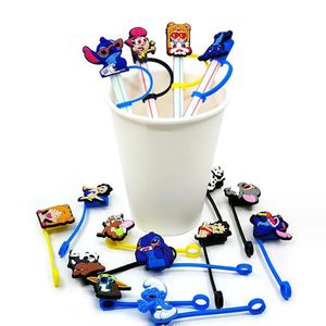 moq 50pcs anime straw toppers cover charms dust plug straws cap blue accessories wholesale